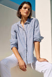 Joseph Ribkoff Striped Stretch Cotton Shirt - Midnight Blue/White