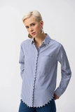 Joseph Ribkoff Striped Stretch Cotton Shirt - Midnight Blue/White