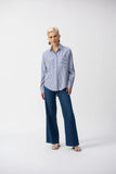 Joseph Ribkoff Striped Stretch Cotton Shirt - Midnight Blue/White