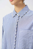 Joseph Ribkoff Striped Stretch Cotton Shirt - Midnight Blue/White