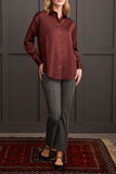 Tribal Flowy Satin Button-Up Shirt