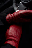 Brume Sutton Leather Mittens - Dark Red