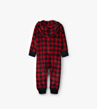 Little Blue House Buffalo Plaid Kids Hooded Fleece Jumpsuit