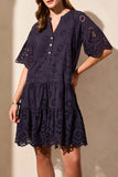 Tribal Mixed Pattern Eyelet Dress