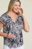 Frilled-Sleeve Textured Cotton Blouse