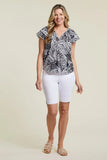 Frilled-Sleeve Textured Cotton Blouse