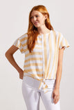 Knotted Flutter-Sleeve Blouse