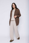 Orb Olivia-Hooded Cable Cardigan - Cocoa