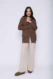 Orb Olivia-Hooded Cable Cardigan - Cocoa