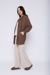 Orb Olivia-Hooded Cable Cardigan - Cocoa
