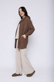 Orb Olivia-Hooded Cable Cardigan - Cocoa