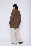 Orb Olivia-Hooded Cable Cardigan - Cocoa