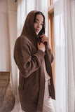 Orb Olivia-Hooded Cable Cardigan - Cocoa