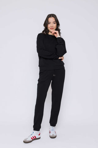 Orb Jenna-Luxe Fleece Crew - Black