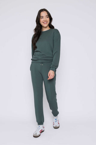 Orb Jenna-Luxe Fleece Crew - Thyme