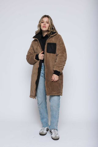 Orb Sydney-Reversible Sherpa Lined Coat - Black