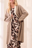 Tribal Open Coatigan With Patch Pockets- Fossil