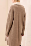Tribal Open Coatigan With Patch Pockets- Fossil