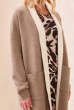 Tribal Open Coatigan With Patch Pockets- Fossil