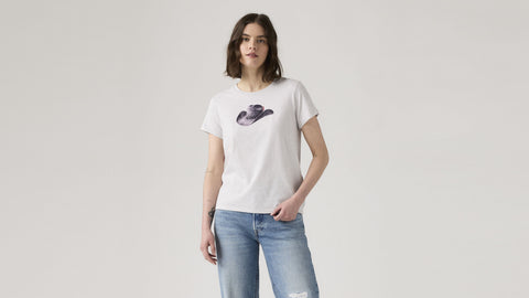 Levi's Women's The Perfect Tee Moody Cowboy Hat Orbit Heather