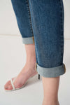Joseph Ribkoff Slim Fit Cropped Jeans With Rolled Hem - Denim Medium Blue