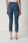 Joseph Ribkoff Slim Fit Cropped Jeans With Rolled Hem - Denim Medium Blue