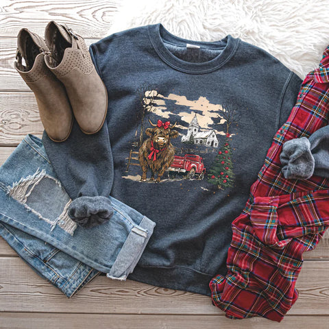 Blonde Ambition Highland Christmas Crew - Charcoal