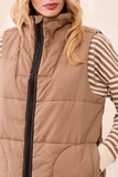 Tribal Long Zip Front Quilted Vest- Fossil