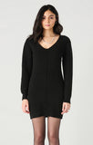 Dex Long Sleeve V-Neck Ribbed Sweater Dress