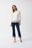 Joseph Rinkoff Sweater Knit Pullover with Mesh Stripe Detail