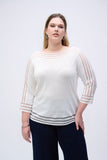 Joseph Rinkoff Sweater Knit Pullover with Mesh Stripe Detail