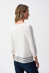 Joseph Rinkoff Sweater Knit Pullover with Mesh Stripe Detail