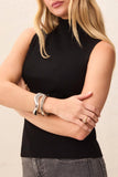 Tribal Sleeveless Funnel Neck Sweater- Black