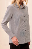 Tribal Button Front Shirt With Side Pannels- Black