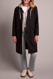 Tribal Trench Coat With Fooler Hoodie-Black