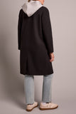 Tribal Trench Coat With Fooler Hoodie-Black