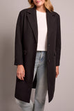 Tribal Trench Coat With Fooler Hoodie-Black