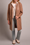 Tribal Trench Coat With Fooler Hoodie-Biscotti