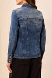Tribal Denim Fitted Jacket With Inserts- Dusk