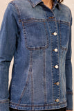 Tribal Denim Fitted Jacket With Inserts- Dusk