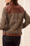 Tribal Mixed Media Plaid Shacket-Intense Rust