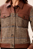 Tribal Mixed Media Plaid Shacket-Intense Rust