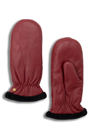 Brume Sutton Leather Mittens - Dark Red