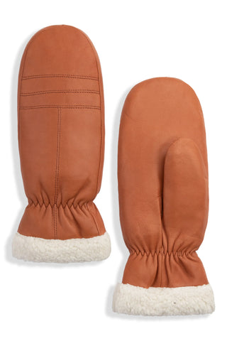 Brume Colwood Leather Mittens - Camel