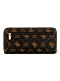 Guess Silia Large Zip Around Wallet - Espresso Logo