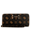 Guess Silia Large Zip Around Wallet - Espresso Logo