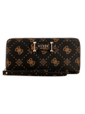 Guess Silia Large Zip Around Wallet - Espresso Logo
