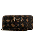 Guess Silia Large Zip Around Wallet - Espresso Logo