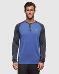 Tentree Baker Henley Longsleeve - Seaport Heather/Midnight Blue