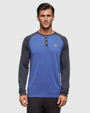 Tentree Baker Henley Longsleeve - Seaport Heather/Midnight Blue